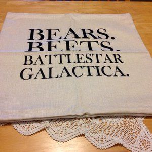 Decorative Pillow Cover - Bears. Beets. Battlestar Gallactica